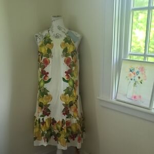 ANTONIO MELANI Yellow and Red Floral Midi Sundress